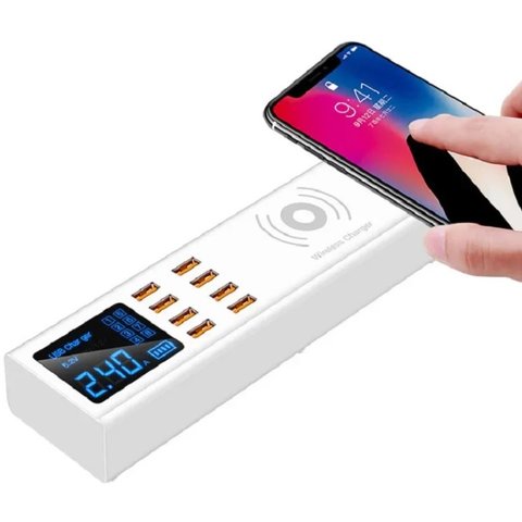 Мережевий зарядний пристрій Sunshine SS-309WD , 40 Вт, Quick Charge, з безпровідною зарядкою, 8 портів Прев'ю 1
