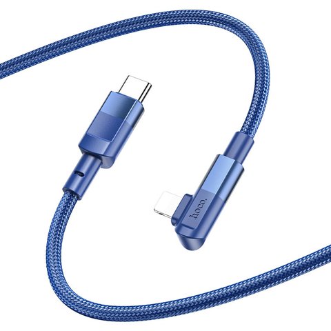 USB кабель Hoco U108, USB тип-C, Lightning, 200 см, 20 Вт, синий, Г-образный, в нейлоновой оплетке, #6931474764874 Превью 1