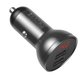 Car Charger Baseus Digital Display Dual SCP, (gray, with LCD, 24 W, 4.8 A, 2 outputs, 12-24 V) #CCBX-0G Preview 1