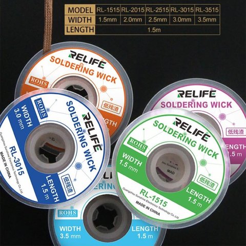 Malla para desoldar RELIFE RL-2015, (Ancho) 2.0 mm, (L) 1.5 m Vista previa  3