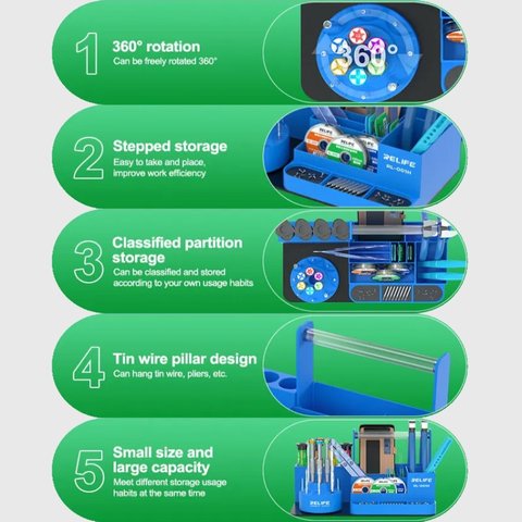 Органайзер RELIFE RL-001H, для инструментов, металл, синий, 255x143x130mm Превью 2