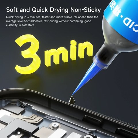 Клей JCID TP-030B, полиуретановый, черный, для приклеивания задних крышек, для дисплейных рамок, быстросохнущий, 30 мл Превью 1