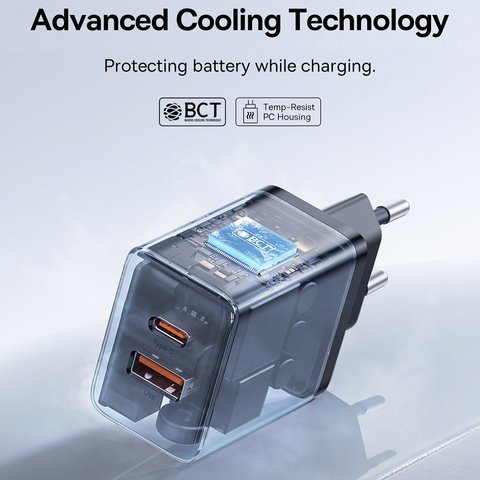 Мережевий зарядний пристрій Baseus Cube, 30 Вт, Power Delivery (PD), Fast Charge, чорний, 2 порта, #P10111404113-00 Прев'ю 7