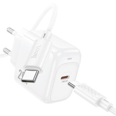 Сетевое зарядное устройство Hoco CS53A, 25 Вт, Power Delivery (PD), белый, c кабелем USB тип-C к USB тип-C, 1 порт, #6942007631501 Превью 2